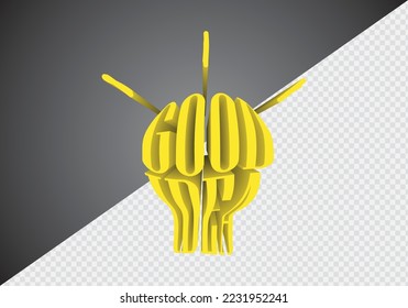 Good idea lettering in light bulb shape for poster or banner. 3D Design element. Isolated background