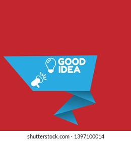 good idea with light bulb banner - speech bubble with megaphone. label,sticker,tag. can be use for promotion banner, sale banner, landing page, template, web site design, logo, app, UI.