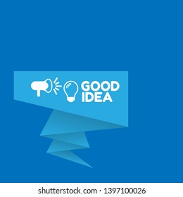 good idea with light bulb banner - speech bubble with megaphone. label,sticker,tag. can be use for promotion banner, sale banner, landing page, template, web site design, logo, app, UI.