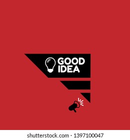 good idea with light bulb banner - speech bubble with megaphone. label,sticker,tag. can be use for promotion banner, sale banner, landing page, template, web site design, logo, app, UI.