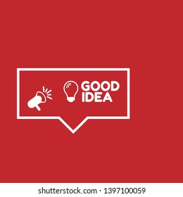 good idea with light bulb banner - speech bubble with megaphone. label,sticker,tag. can be use for promotion banner, sale banner, landing page, template, web site design, logo, app, UI.