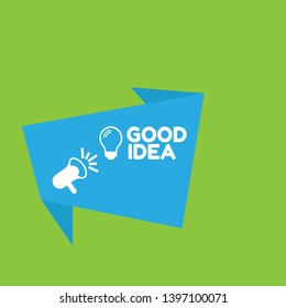 good idea with light bulb banner - speech bubble with megaphone. label,sticker,tag. can be use for promotion banner, sale banner, landing page, template, web site design, logo, app, UI.