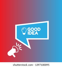 good idea with light bulb banner - speech bubble with megaphone. label,sticker,tag. can be use for promotion banner, sale banner, landing page, template, web site design, logo, app, UI.