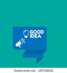 good idea with light bulb banner - speech bubble with megaphone. label,sticker,tag. can be use for promotion banner, sale banner, landing page, template, web site design, logo, app, UI.