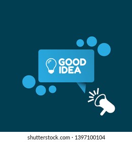 good idea with light bulb banner - speech bubble with megaphone. label,sticker,tag. can be use for promotion banner, sale banner, landing page, template, web site design, logo, app, UI.