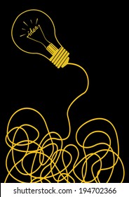 Good Idea Light Bulb With Cable. Concept Vector Illustration 