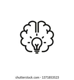 Good Idea Line Icon. Brain, Power, Energy. Brainstorming Concept. Vector Illustration Can Be Used For Topics Like Science, Development, Research