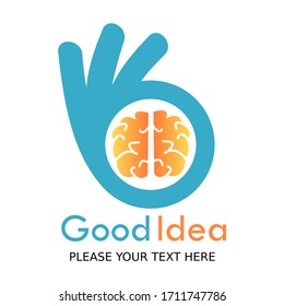 Good idea logo design template illustration. there are finger and brain.this is good for education and your business