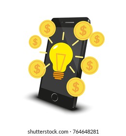 Good idea to make money through mobile phone vector illustration