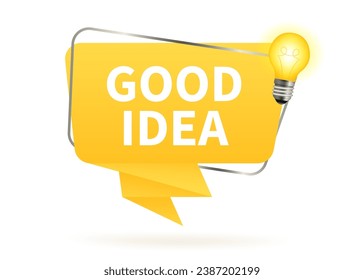 Good idea, Quick tips icon with light bulb and speech bubble. Top tips, helpful tricks, tooltip, advice and idea for business and advertising. Vector illustration