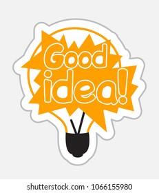 Good Idea sticker in retro style. Vector illustration isolated on white background
