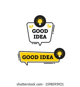 Good idea vector logo icon or symbol set with black yellow line element suitable for social media and web communicate. emblems and banners vector set isolated on white background