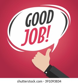 Good Job Cartoon Speech Bubble With Thumb Up Vector