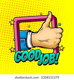 good job hand gesture cartoon comic pop art template