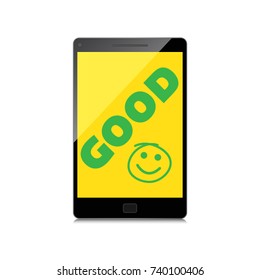 Good job, idea. display on High-quality smartphone screen. Smile and positive concept.