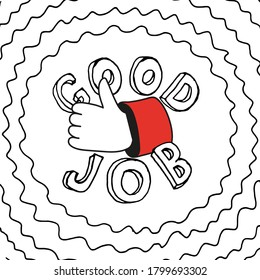 Good job. Square size hand-drawn doodle style poster.