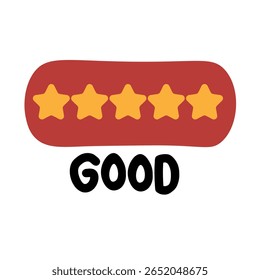 Logotipo do adesivo "Good Job", sinal de encorajamento, carimbo e sinal motivacional. Design educacional infantil. Arte vetorial.