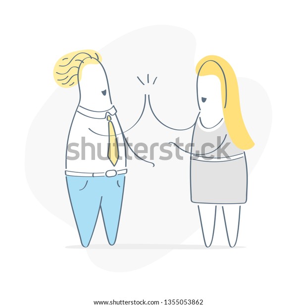 Good Job Two Cheerful Business Persons Stock Vector (Royalty Free ...