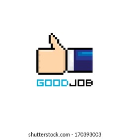 good job vector icon pixel art style. i like it sign.
