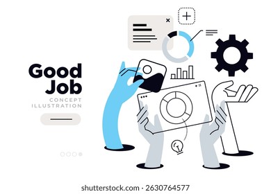 Good job. Vector illustration for website page design, web banner, social media banner, business presentation, marketing material.