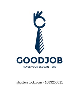 Good job vector logo template. This design use hand and tie symbol. Suitable for business.