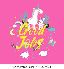 good jobs, beautiful greeting card background or banner with neon box theme. design illustration 