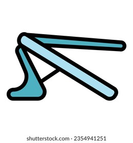 Good laptop stand icon outline vector. Computer adjustable. Work posture color flat