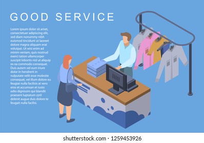 Good laundry service concept background. Isometric illustration of good laundry service vector concept background for web design