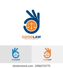 Good law logo vector design. Suitable for business, law firm, attorney, hand symbol