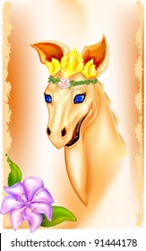 good little dragon with a flower on her head