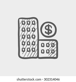 Good location sketch icon for web and mobile. Hand drawn vector dark grey icon on light grey background.