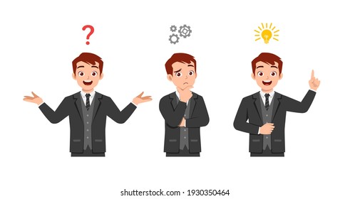 good looking man thinking and search for idea process