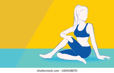 Good looking woman doing yoga at home.International Yoga Day on 21st June Concept