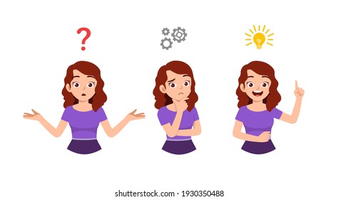 good looking woman thinking and search for idea process