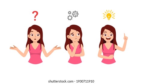 good looking woman thinking and search for idea process