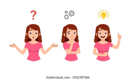 good looking woman thinking and search for idea process