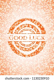 Good Luck abstract orange mosaic emblem with background