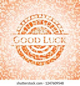 Good Luck abstract orange mosaic emblem