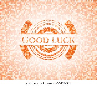 Good Luck abstract orange mosaic emblem