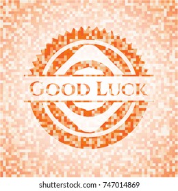 Good Luck abstract orange mosaic emblem
