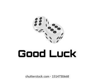 Good luck award craps concept, shiny photo realistic metallic two rolling hanging dices, 3d render with soft shadows and reflections, vector illustration isolated on white background