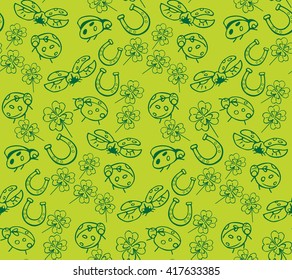 Good luck background. Set of good luck symbols.  Colored patterns. Wallpaper. Vector illustration.