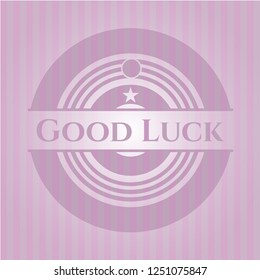 Good Luck badge with pink background