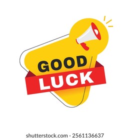 Good luck banner, announcement lettering modern design. vector.