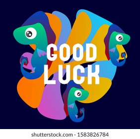 good luck, beautiful greeting card background or template banner with colorful ocean theme. design vector illustration