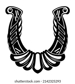 Good luck with black horseshoe. Flat design, amulet.