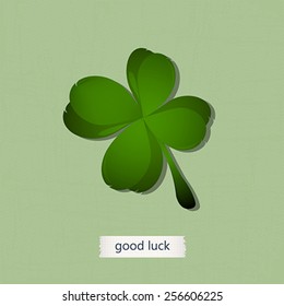 Good luck card with Saint Patrick four leaves clover 
