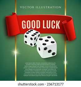 Good Luck, Casino Background Wit Dice. Vector Illustration