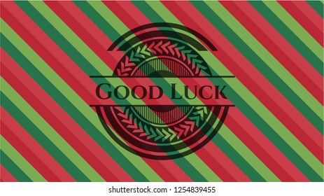 Good Luck christmas colors style badge.