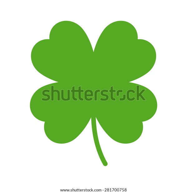 Good luck clover or four leaf clover flat vector\
icon for apps and\
websites